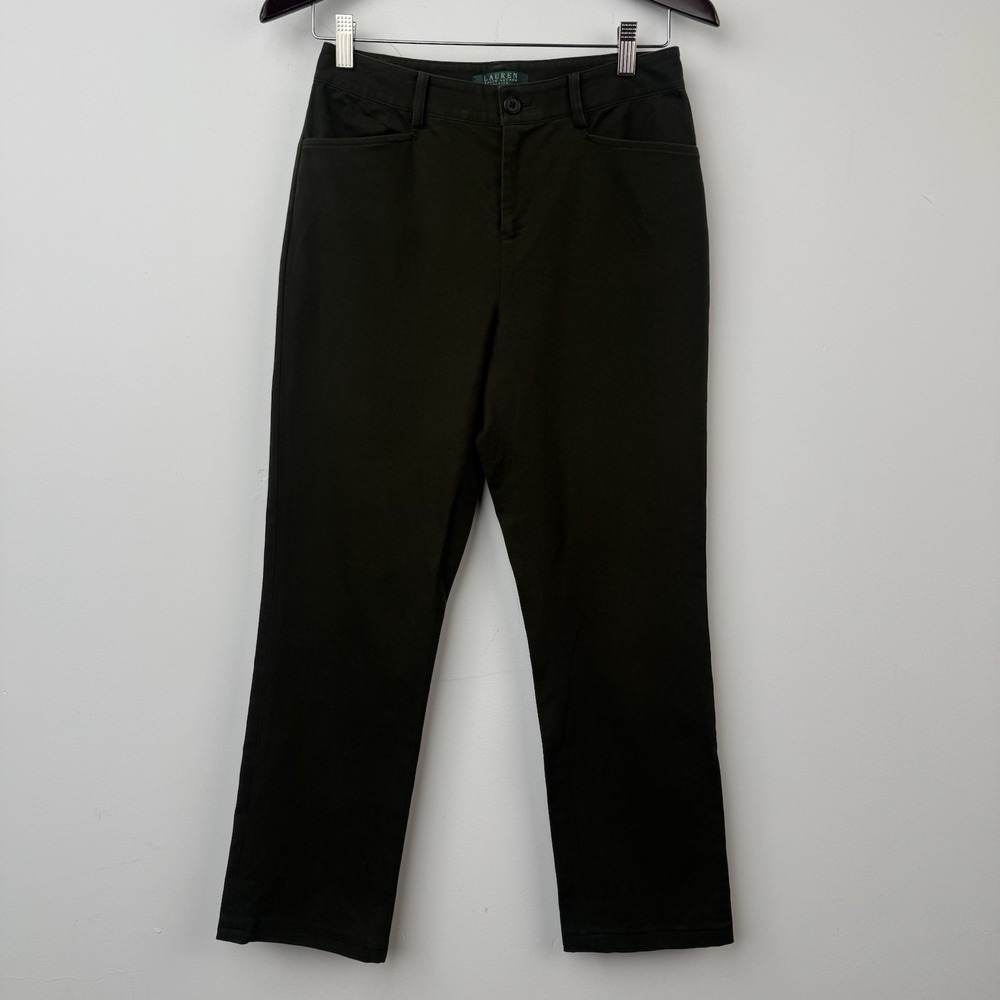 Lauren Ralph Lauren Pants Womens 2P Olive Green Petite Casual Working Stretch
